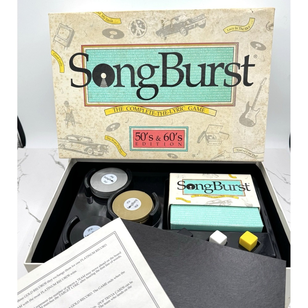 Vintage 1991 SongBurst‎ 50's And 60's Edition Board Game Complete Lyrics Trivia
